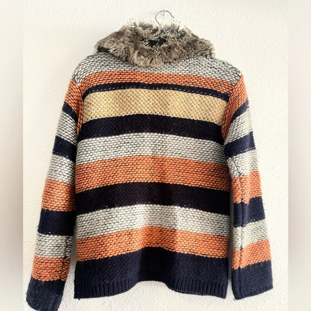 Anthropologie Sparrow‎ Latitudes Wool Blend Faux Fur Neck Zipped Jacket Size S